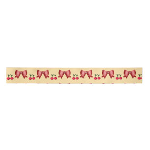 Cute Cherry Bow Seamless Pattern Pink Aesthetic Ka Satin Ribbon
