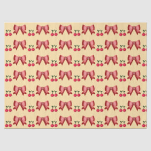 Cute Cherry Bow Seamless Pattern Pink Aesthetic Ka Tissue Paper
