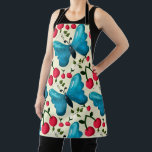 Cute Cherry Butterfly Pattern, Glossy Kawaii Fruit Apron<br><div class="desc">Adorable seamless pattern featuring glossy cherries, cute butterflies, and delicate floral elements. Designed in a soft kawaii aesthetic, this pattern is perfect for summer vibes, kids products, and feminine accessories. The bright cherries combined with soft butterflies create a playful and eye-catching design ideal for stickers, phone cases, apparel, and home...</div>