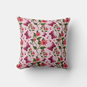Cute Cherry Butterfly Pattern, Glossy Kawaii Fruit Cushion