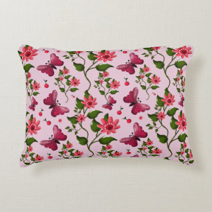 Cute Cherry Butterfly Pattern, Glossy Kawaii Fruit Decorative Cushion