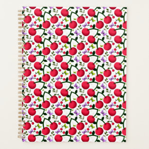 Cute Cherry Butterfly Pattern, Glossy Kawaii Fruit Planner