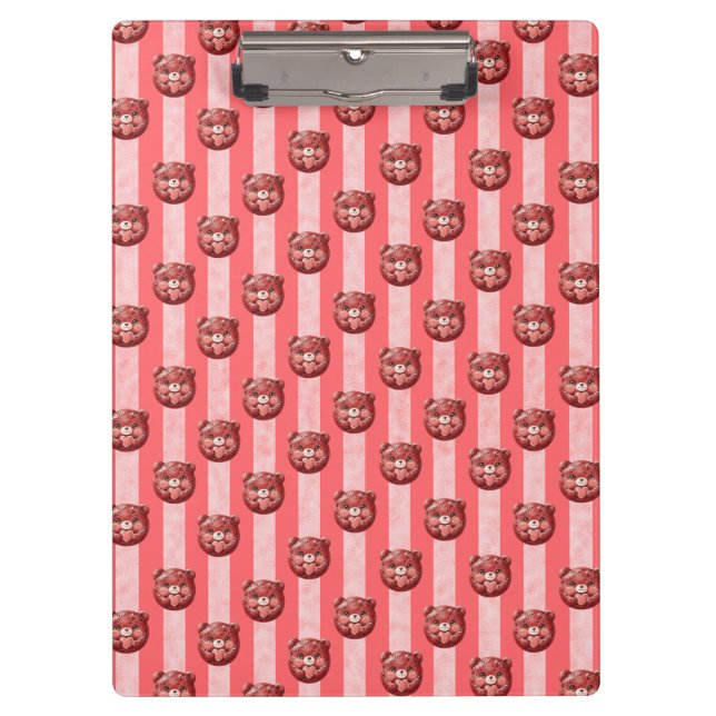 Cute Cherry Chocolate Teddy Bear Clipboard (Front)
