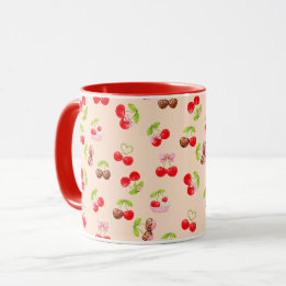 Cute Cherry Dessert Pattern Sweet Aesthetic Design Mug