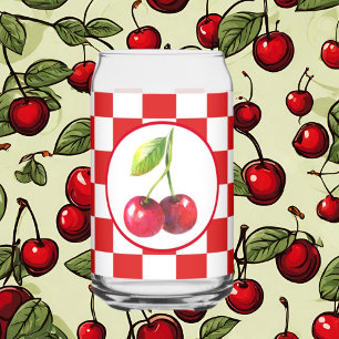 Cute cherry fruit lovers kitchen can glass
