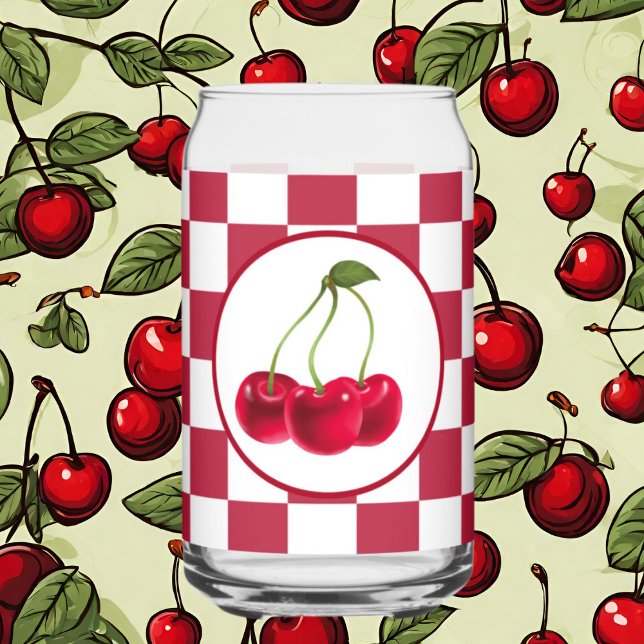 Cute cherry fruit lovers kitchen  can glass (Creator Uploaded)