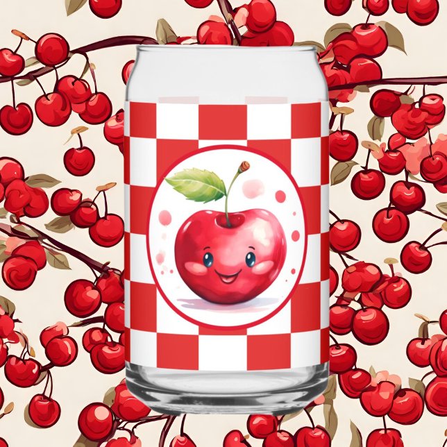 Cute cherry fruit lovers kitchen can glass (Creator Uploaded)