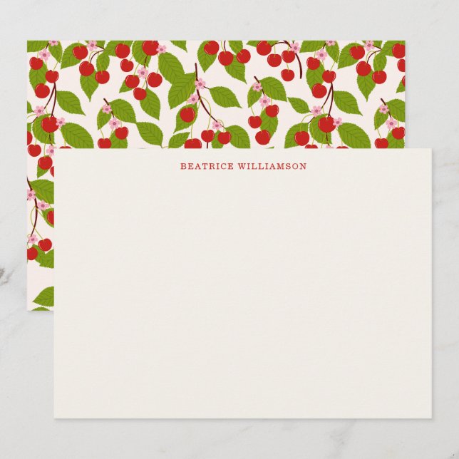 Cute Cherry Fruit Watercolor Pattern Personalised Card (Front/Back)