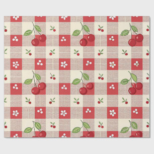 Cute Cherry Gingham Wrapping Paper