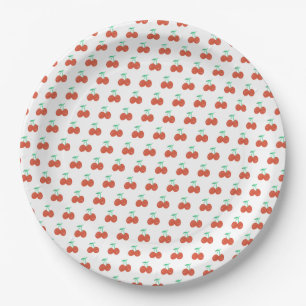 Cute Cherry Hand Drawn Sweet Birthday Red Paper Plate