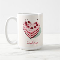 Cute Cherry Heart Cake Name Valentine's Day