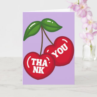 Cute Cherry Heart Thank You Illustration Card