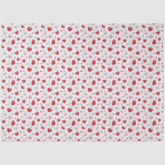Cute Cherry Hearts Boho Scandinavian Valentine  Tissue Paper