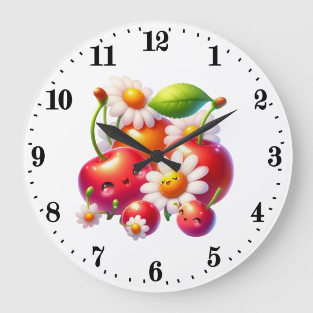 Cute cherry lovers kitchen  large clock (Front)