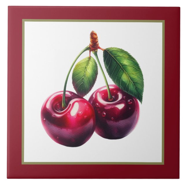 Cute cherry lovers kitchen  tile (Front)
