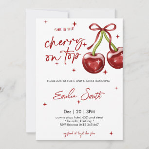 Cute Cherry on Top Baby shower Invitation