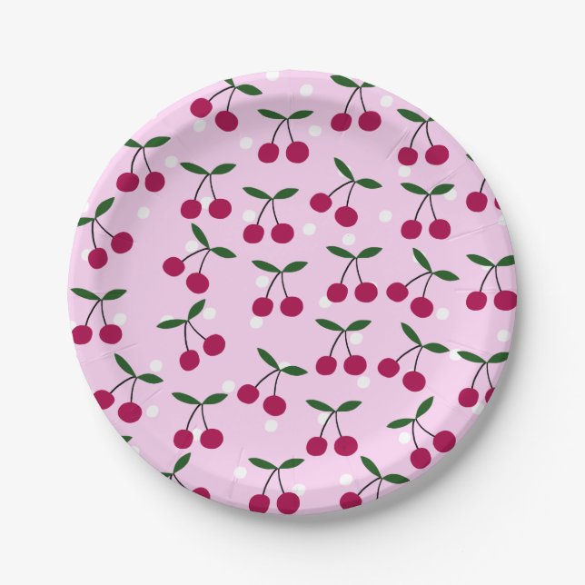Cute Cherry Paper Plates (Front)