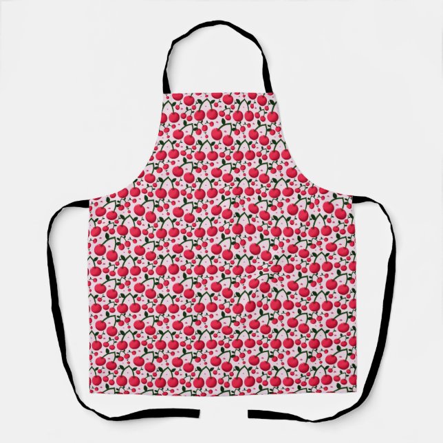 Cute Cherry Pattern Aesthetic | Red Cherry Seamles Apron (Front)