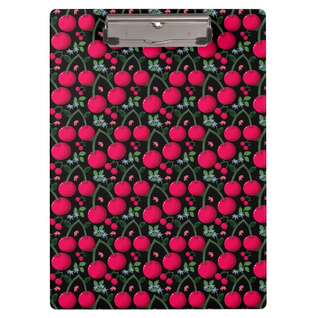 Cute Cherry Pattern Aesthetic | Red Cherry Seamles Clipboard (Front)