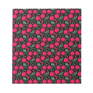 Cute Cherry Pattern Aesthetic Red Cherry Seamles Notepad