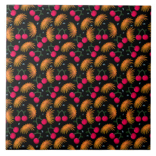 Cute Cherry Pattern Aesthetic Red Cherry Seamles Tile