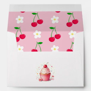 Cute Cherry Pattern Cherry On Top Baby Shower Envelope