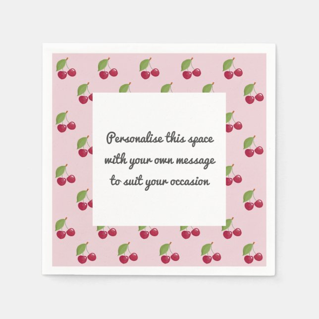 Cute Cherry Pattern Custom Message  Napkin (Front)