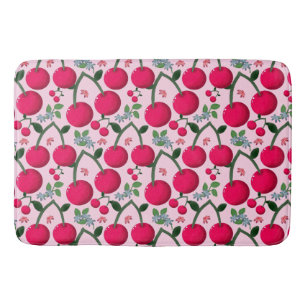 Cute Cherry  Pattern, Glossy Kawaii Fruit Bath Mat