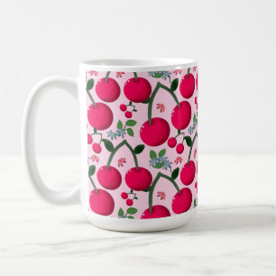 Cute Cherry Pattern, Glossy Kawaii Fruit Coffee Mug