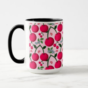 Cute Cherry Pattern, Glossy Kawaii Fruit Mug
