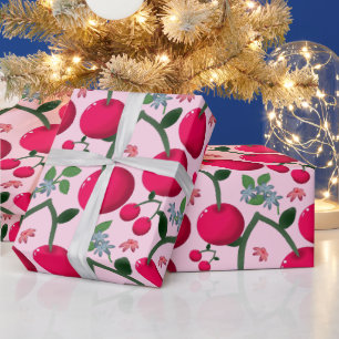 Cute Cherry  Pattern, Glossy Kawaii Fruit Wrapping Paper