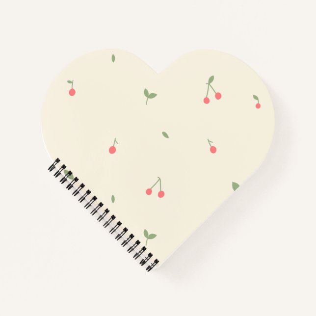 Cute Cherry Pattern – Minimal Fruit Aesthetic Notebook (Front)