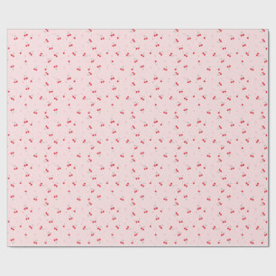 Cute Cherry Pattern Pink Aesthetic Seamless Wrapping Paper