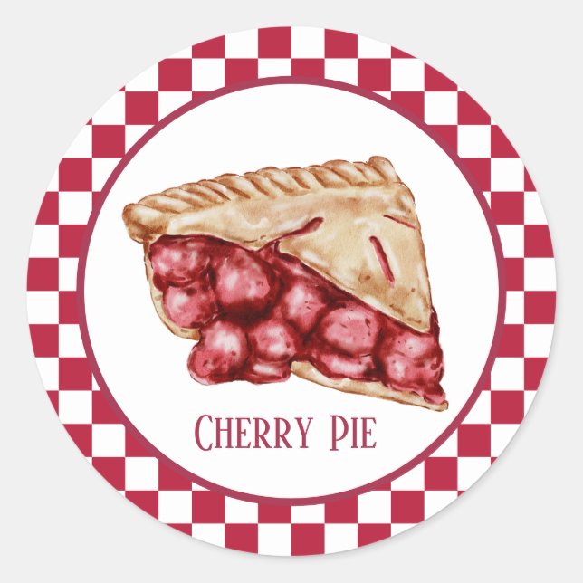 cute cherry pie lovers add text classic round sticker (Front)