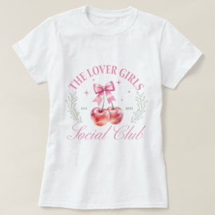 Cute Cherry Pink and White Graphic T-Shirt