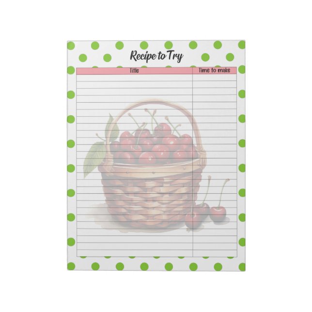 Cute Cherry Recipe Notepad (Rotated)
