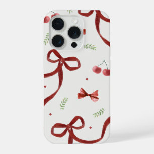 Cute Cherry & Red Ribbon Pattern Phone Case