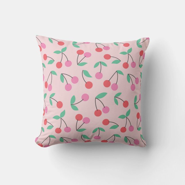 Cute cherry seamless pattern design. Vintage illus Cushion (Front)