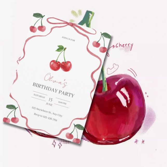 Cute Cherry Theme Birthday Invite (Creator Uploaded)