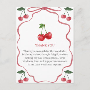 Cute Cherry Theme Birthday Invite Postcard