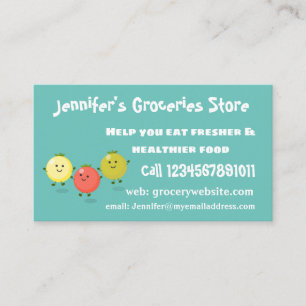 Cute cherry tomatoes cartoon illustration business card