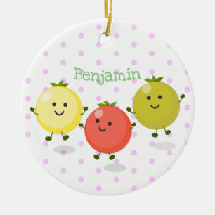 Cute cherry tomatoes cartoon illustration ceramic tree decoration