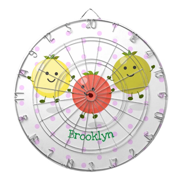 Cute cherry tomatoes cartoon illustration dartboard (Front)