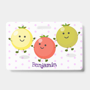 Cute cherry tomatoes cartoon illustration ID badge