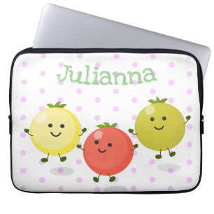 Cute cherry tomatoes cartoon illustration laptop sleeve