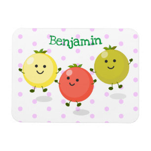 Cute cherry tomatoes cartoon illustration magnet