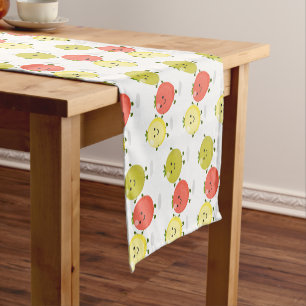Cute cherry tomatoes cartoon illustration short table runner