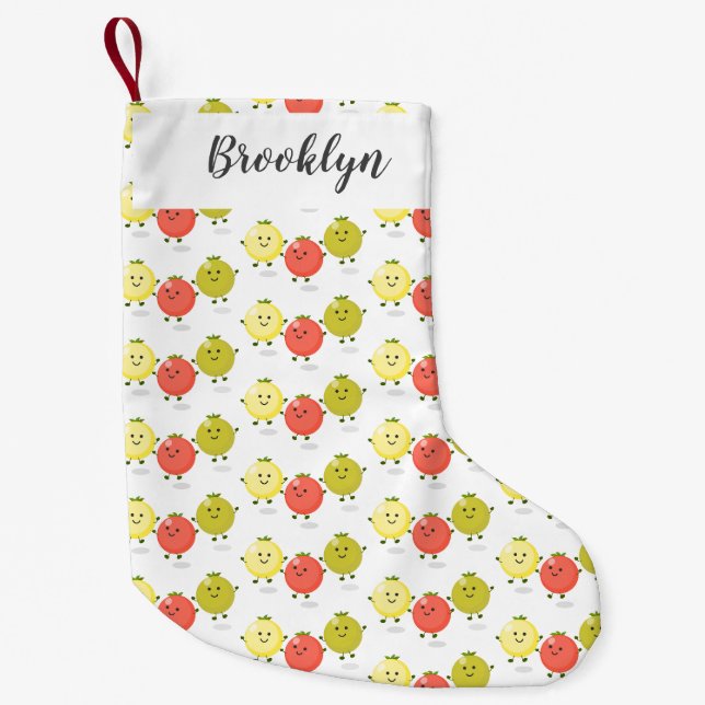 Cute cherry tomatoes cartoon illustration small christmas stocking (Front)