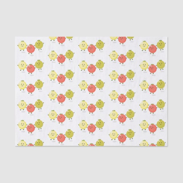Cute cherry tomatoes cartoon illustration tissue paper (Front)