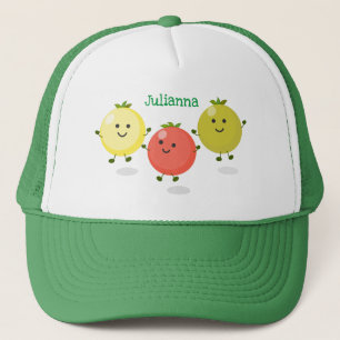 Cute cherry tomatoes cartoon illustration trucker hat